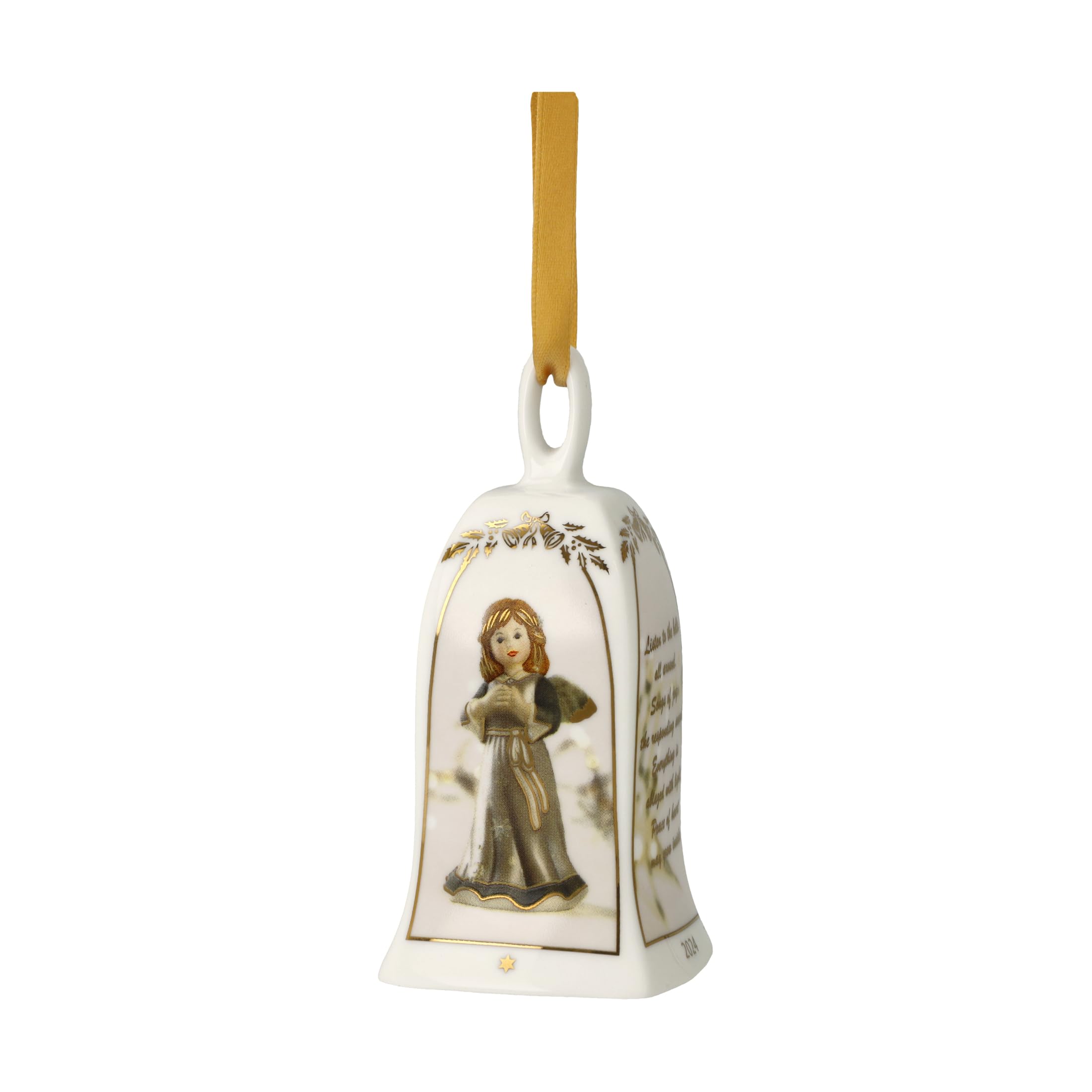 Cloche annuelle 2024 de Noël en cristal avec motifs cœurs pour décoration de table
