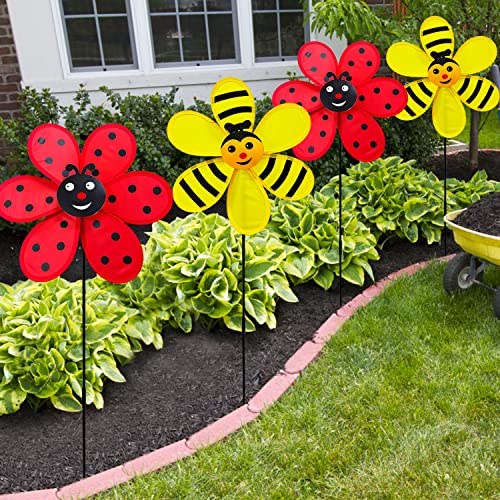 Yuuzue 4Pcs Wind Spinners For Yard And Garden, 11.8Inch Ladybug Bee Wind Mills Outdoor Decorations Garden Spinner Pinwheels For Kids Baby #TOP4