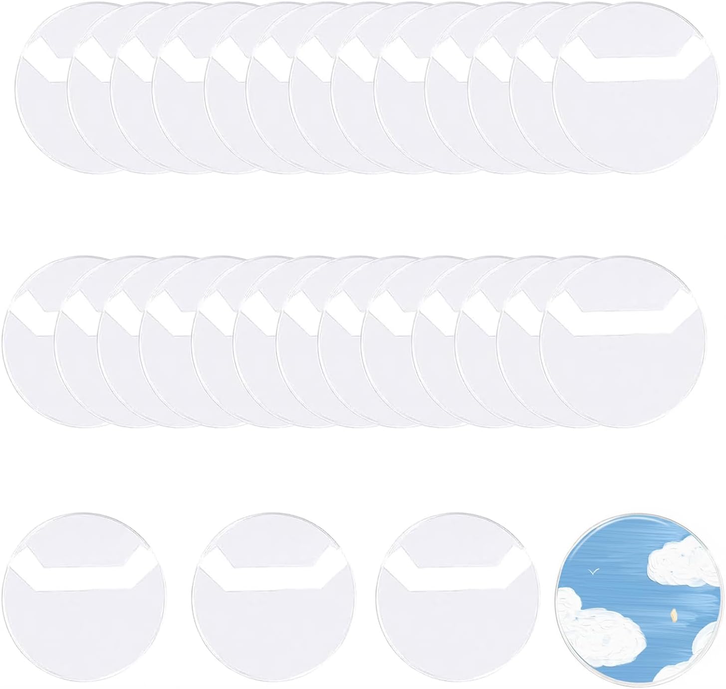 50 PCS Transparent Film for 63 mm (2.48 Inch) Badge Buttons, Clear Round Plastic Badge Protective Films