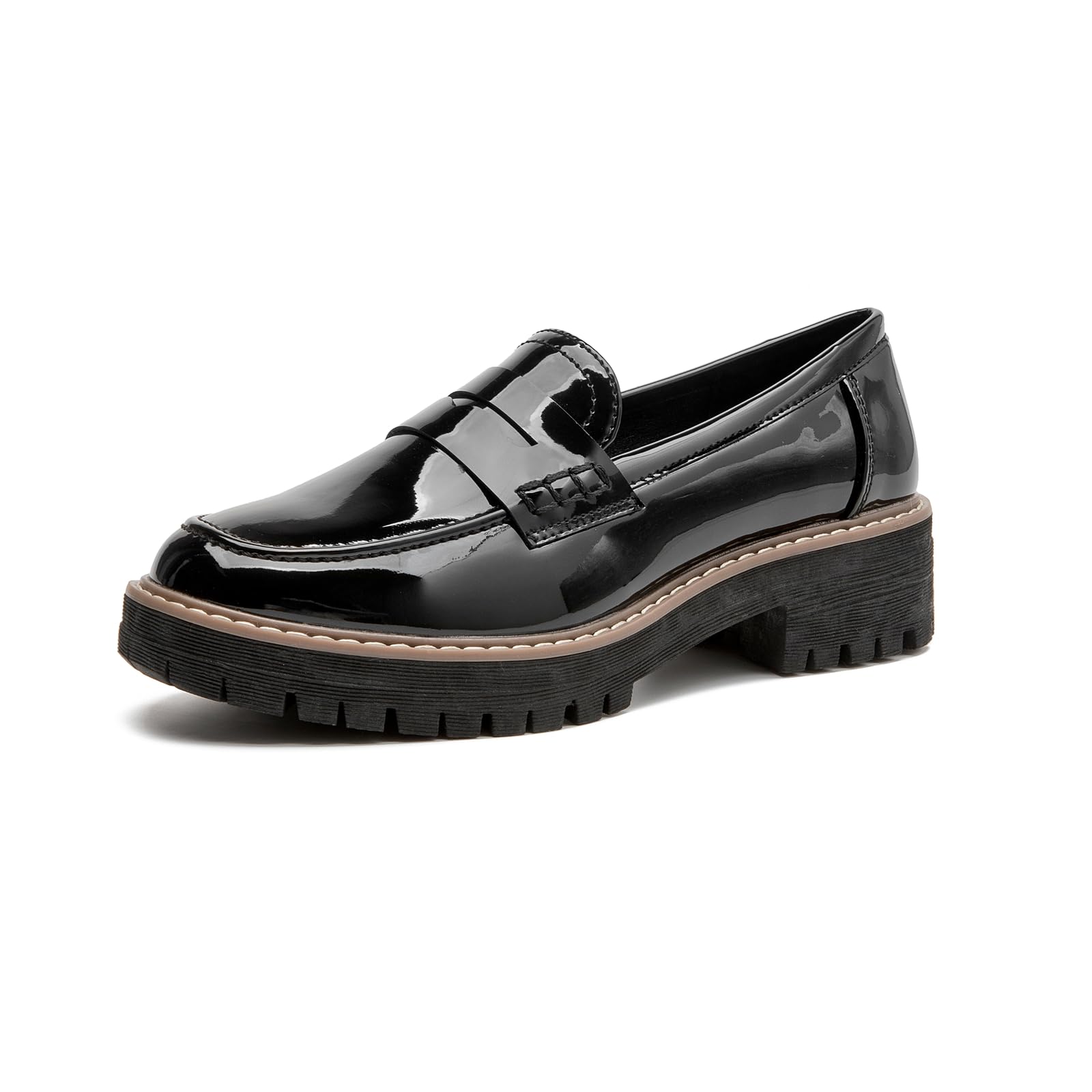 Womens Loafers Comfortable Platform Penny Loafer Chunky Heel Business Casual Dress Shoes 2024 Fashion Patent Leather Women's Loafers & Slip-ons-image-11