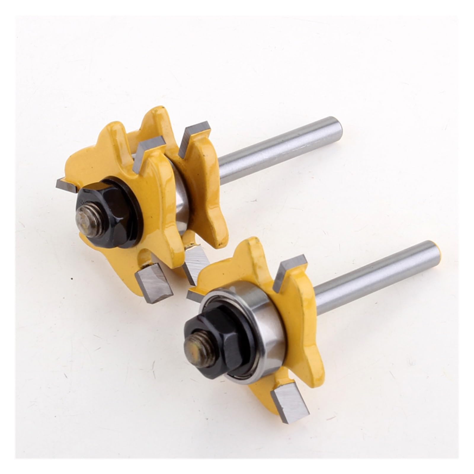 2 Stück 1/4 "Schaft Matched Nut Nut Fräser 3/4" Stock 3 Zähne T-Form Holz for Holzbearbeitungswerkzeug
