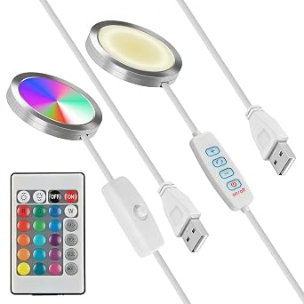 2Pcs 3D Printer LED Lamp Kit 001, RGB Remote Control Light Set and 3 CCT Adjustable, DIY Hardware Compatible with Bambu Lab H2D, A1, A1 Mini, P1S, P1P, X1C MakerWorld Makeronline Models 5V USB Powered