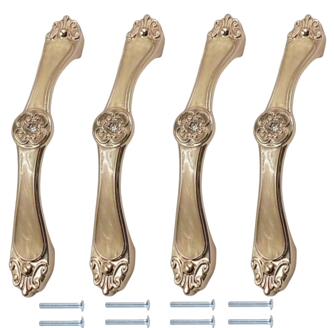 NLQCSXWEP Zinc Alloy Cabinet Bow Handle, Zinc Alloy Aluminum Cabinet Handles 4-Pack Multicolor(7326-96mm White Peach)