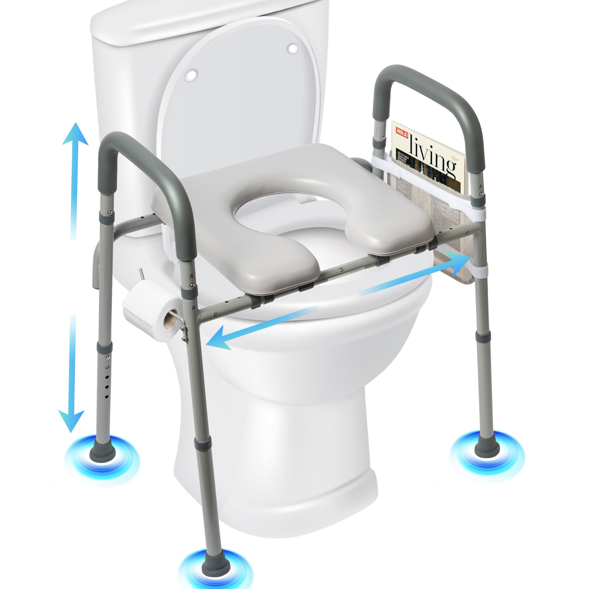 Rialzo WC per Anziani - Comoda WC per Anziani, Alzata per WC Regolabile, Seduta Ergonomica e Sicura, alzawater per protesi anca, rialzo per wc, alza water, Materiale Robusto