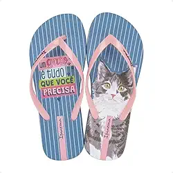 Chinelo Feminino Ipanema Love Pets Cor:Azul/Rosa;Tamanho:33/34