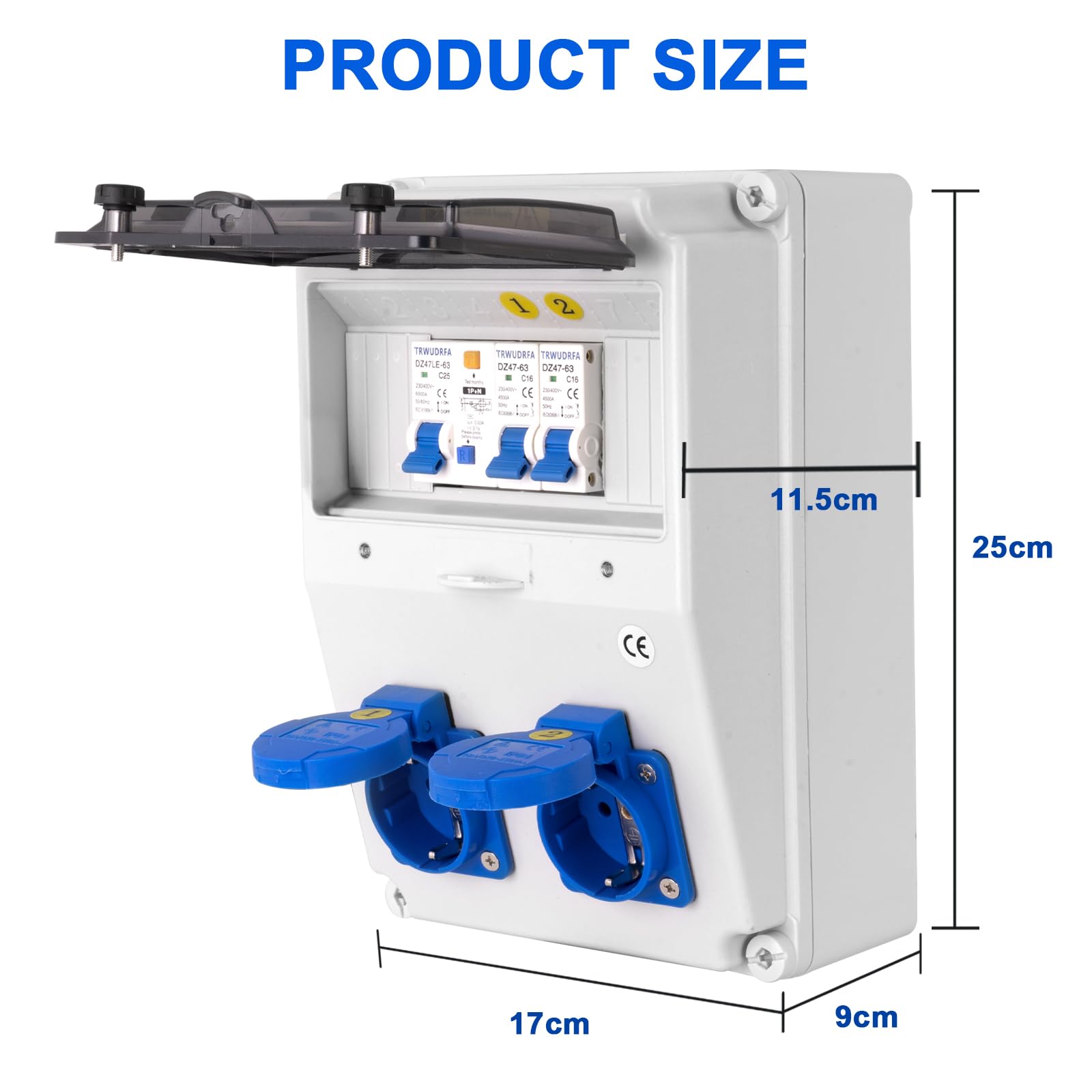 Distributore a parete completo cablato (2 x 230 V+LS+FI)