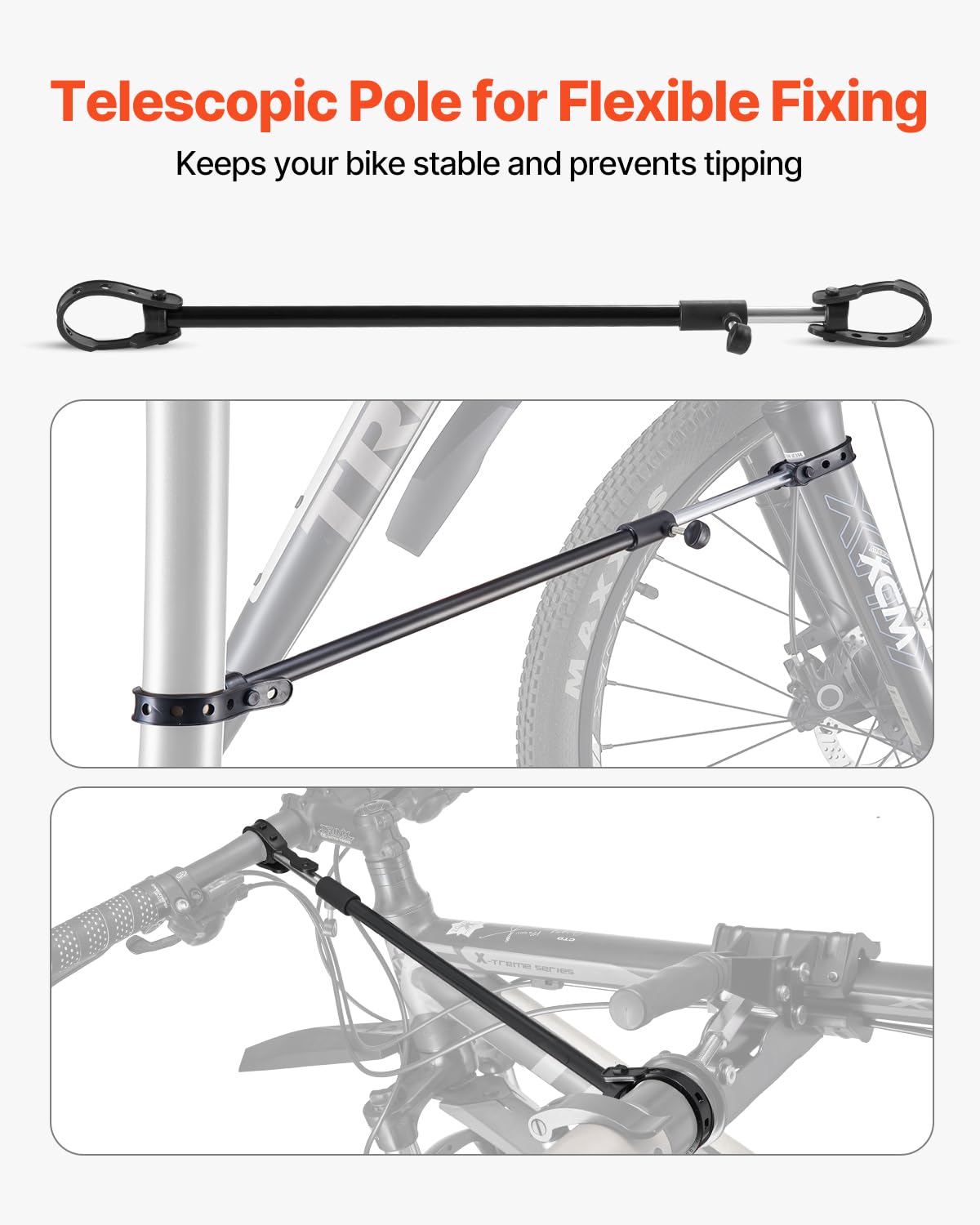 VEVOR Supporto per Riparazione Bici 940 x 795 x 1700 mm Supporto da Lavoro per Bici Resistente, Carico Nominale di 49,9 kg con Altezza Regolabile 1025 a 1510 mm e Ampio Vassoio Portautensili