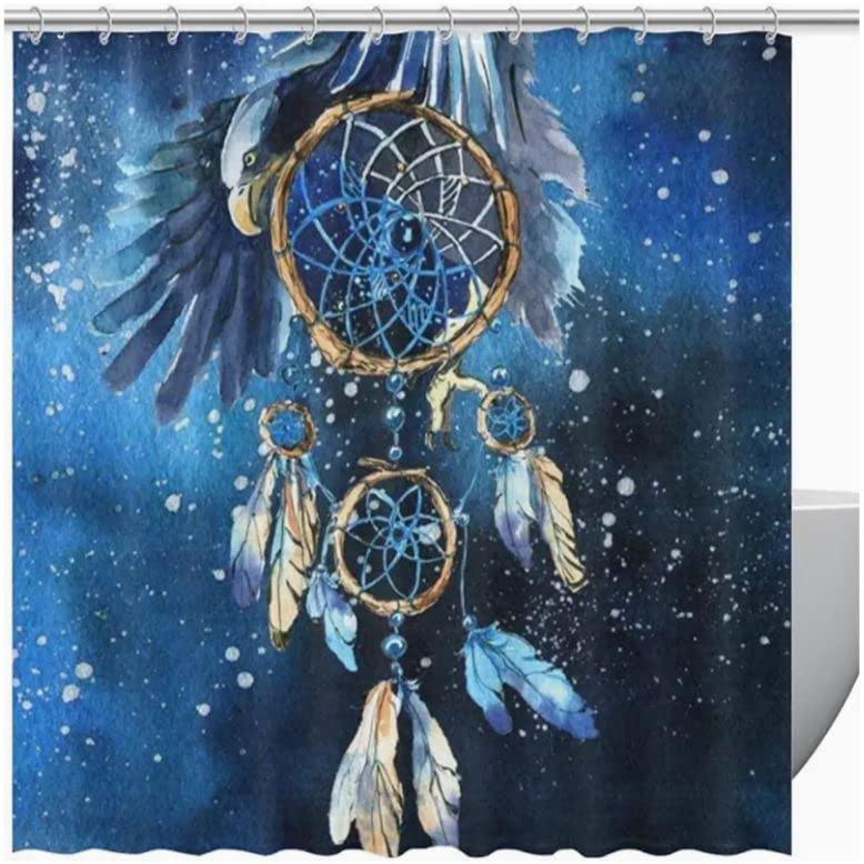 Blue Midnight Galaxy Dream Catcher Shower Curtain