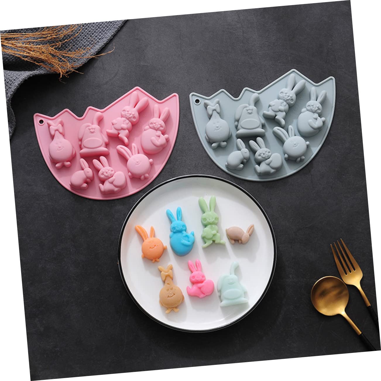 Amosfun 3 Juegos Molde Para Hornear Conejo Chocolatinas Chocolates Budín Moldes De Gomitas De Frutas Moldes Para Panqueques De Halloween Molde De Pastel Con Tema De Pascua 2 Piezas * 3