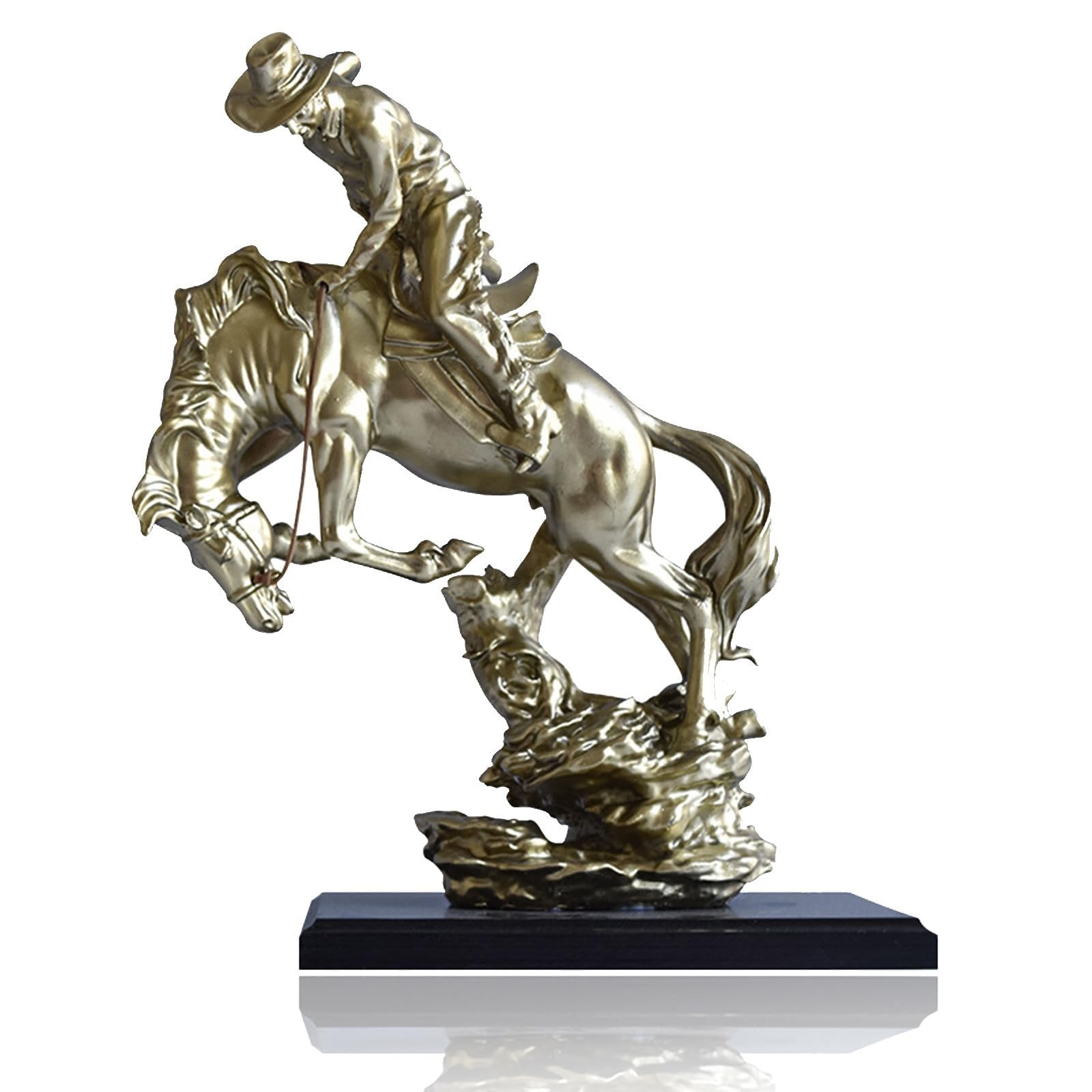 Artystyczna statuetka - ozdobna rzeźba - zachodni kowboj jadący koń statuetka rycerza wojownika figurka z żywicy kolekcja Bucking Bronco statua, figurka artystyczna kolekcja prezentów do