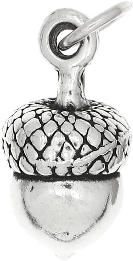 LGU Sterling Silver Oxidized 3D Oak Tree Acorn Charm
