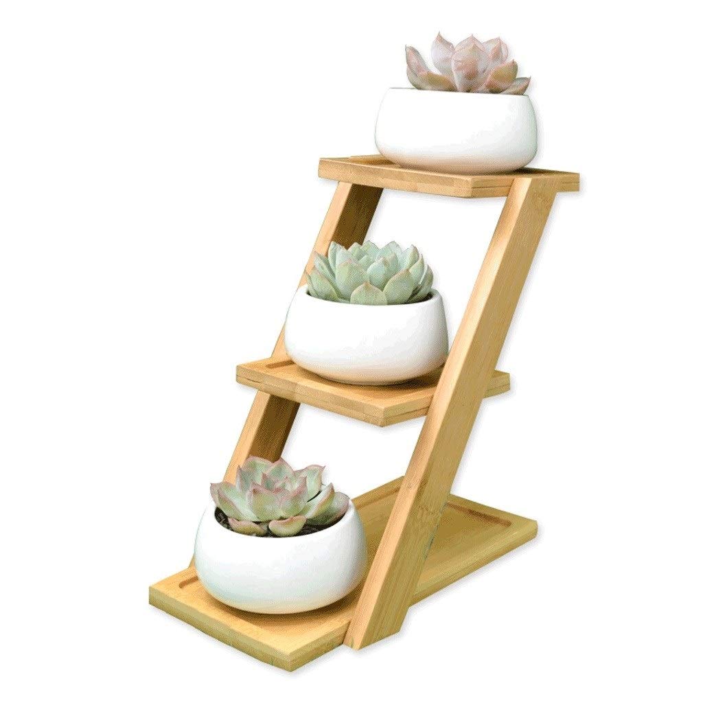 Doniczki na kwiaty prosta nowoczesna ceramiczna biała doniczka, 3 bonsai wysiew (3 stopnie drewniana rama) dekoracja domu ogrodu doniczka