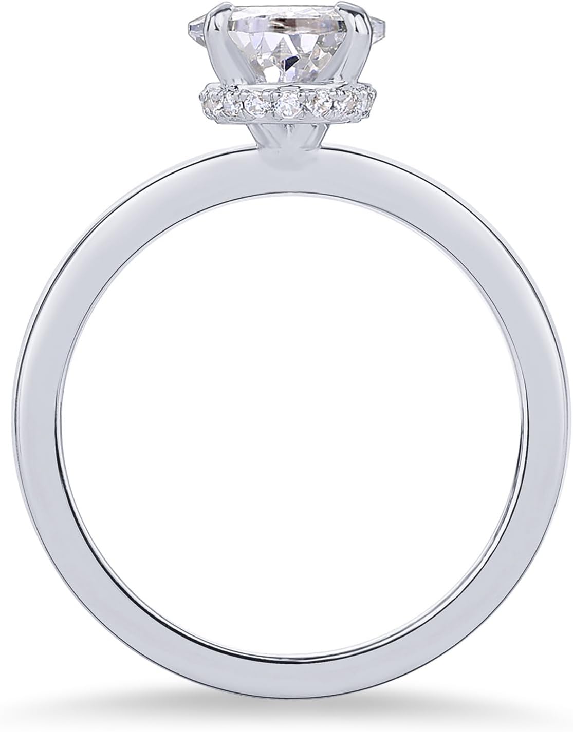 PAVOI 14K Gold Plated Simple 2.5CT Pear Cubic Zirconia Hidden Halo Eternity Ring Fake Bridal Wedding Promise Statement - Engagement Ring for Women - Image 3