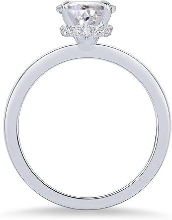 Pavoi 14kゴールドメッキ シンプル 2.5ct 洋ナシキュービックジルコニア 隠しヘイロー エタニティリング ブライダル ウェディング プロミス ステートメント - 女性用婚約指輪, 8, ホワイトゴールド, キュービックジルコニア