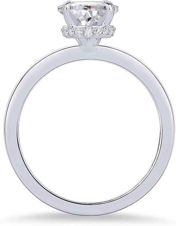 Pavoi 14kゴールドメッキ シンプル 2.5ct 洋ナシキュービックジルコニア 隠しヘイロー エタニティリング ブライダル ウェディング プロミス ステートメント - 女性用婚約指輪, 8, ホワイトゴールド, キュービックジルコニア