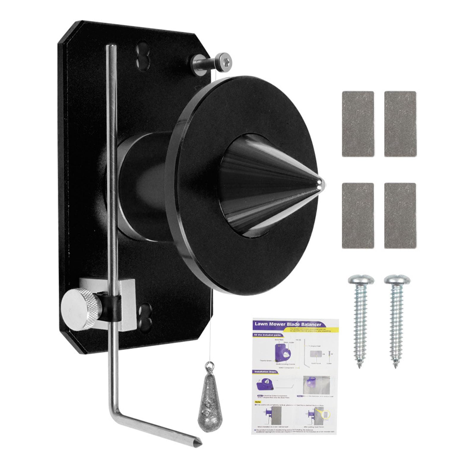 Equilibrador de Cuchillas Montado en la Pared Acero de Aleación Duradero para Cuchillas de Cortacésped Universales 1 Unidad (Black)
