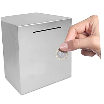 Amazon.co.jp: HAPINARY ステンレス貯金箱 お金の壺 Atm貯金箱