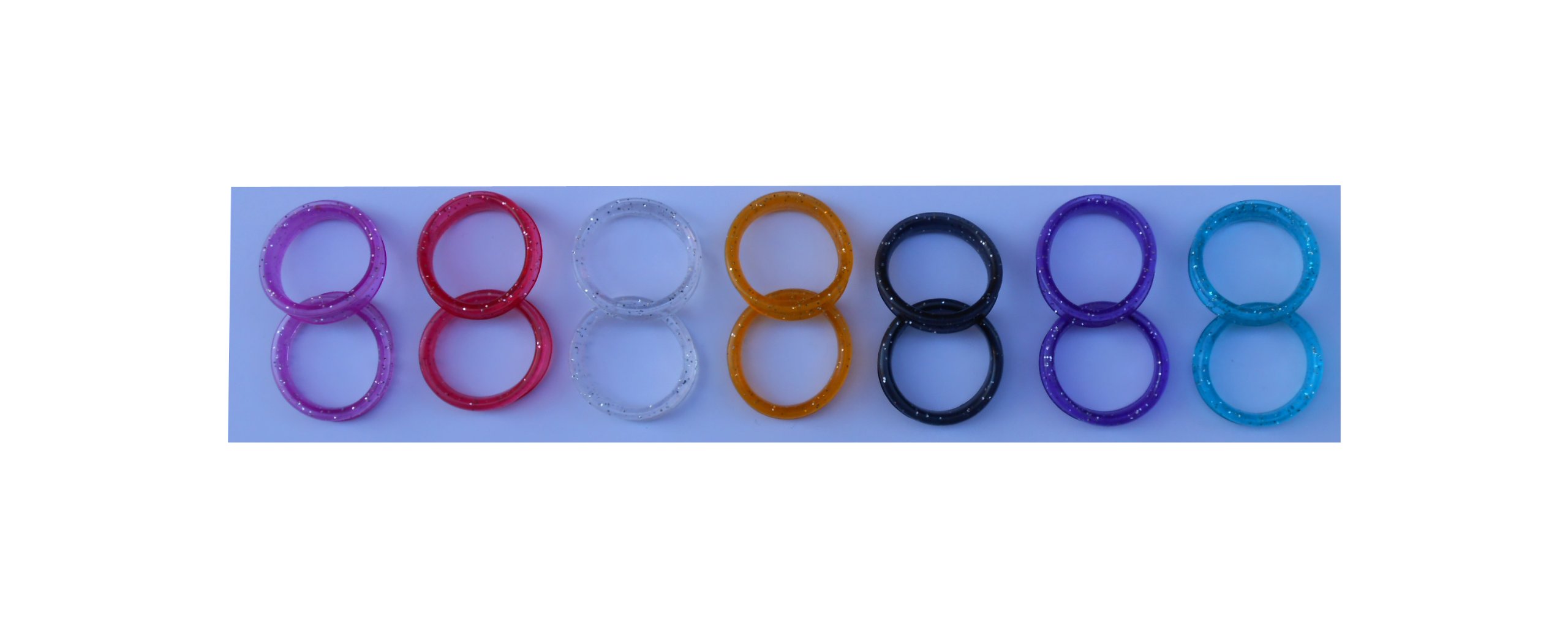 7 Pairs of Finger Ring Inserts for Hairdressing Scissors Sparking in 7 Colours (M)