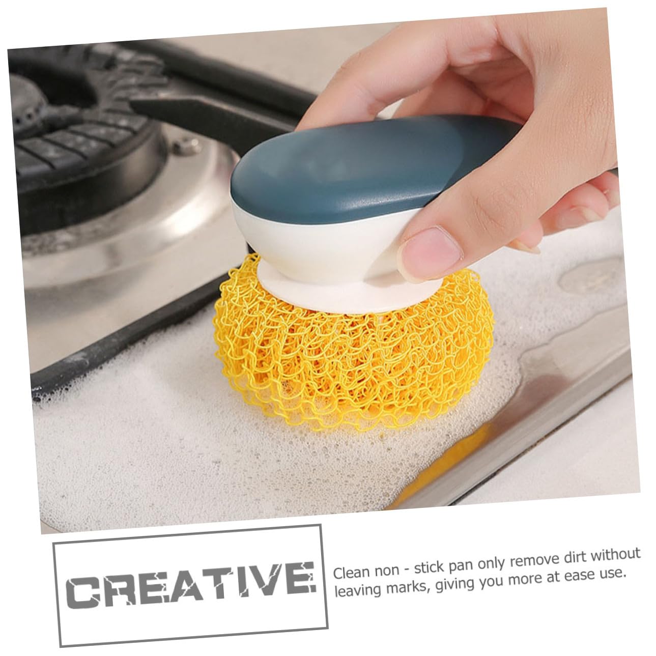 COLLBATH Éponges de Nettoyage pour Vaisselle 2 Pcs en Fibre Jaune, Forme Ronde et Flexible, sans Rayures, pour Plaques de Cuisson Cuisine