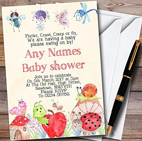 Watercolour Bugs & Insect Personalized Baby Shower Invitations