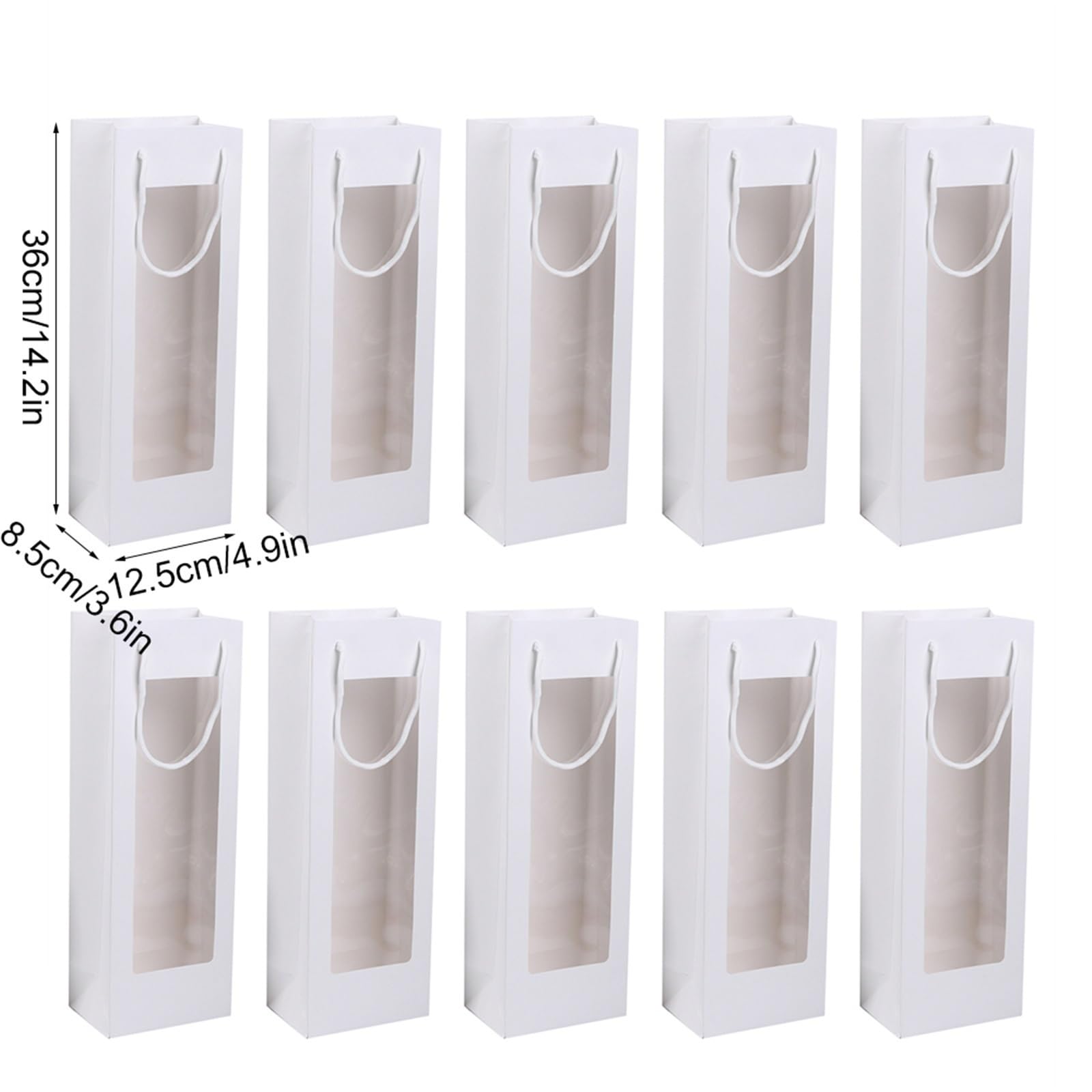 Weinbeutel für Weinflaschen, Kraftpapier, Geschenktüten mit Fenstergriffen, Hochzeit, Valentinstag, Geburtstag, Party, zum Aufbewahren und Transportieren, 10 Stück