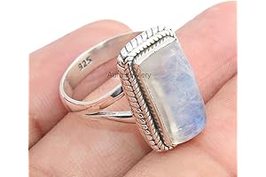 925 Sterling Silver Moonstone Statement Ring: Bangle Style November Birthstone