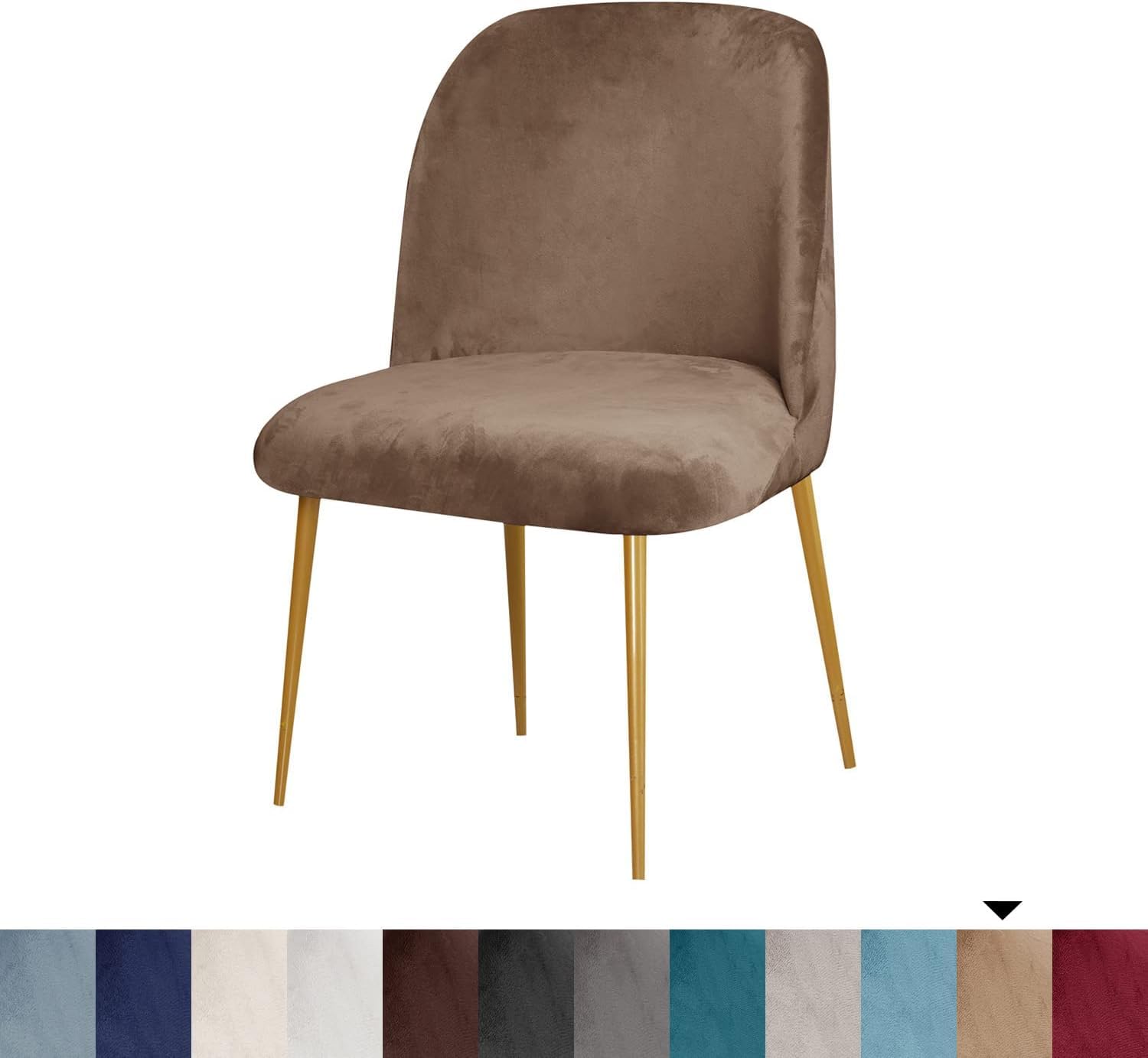 YongXinMY 1/2/4/6 fundas curvadas de terciopelo para sillas, fundas elásticas para sillas de comedor, estilo moderno de mediados de siglo, protector de asiento trasero semicircular para decoración de