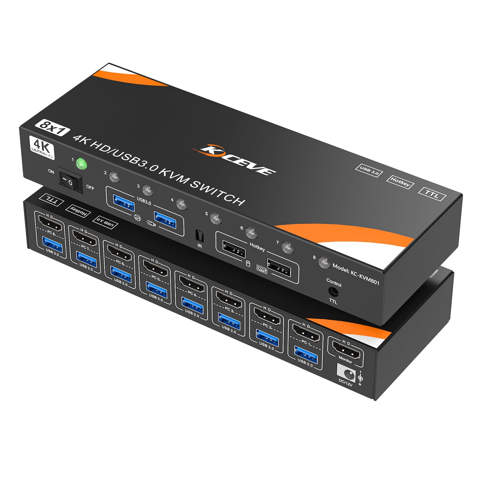 8 Port 6 Port HDMI KVM Switch HDMI 4K@60Hz, USB 3.0 KVM Switch for 8 Computers Share 1 Monitor and 4 USB Devices, KVM Switches Supports hotkey control and Remote control switching,【NO EDID Simulation】-image-28