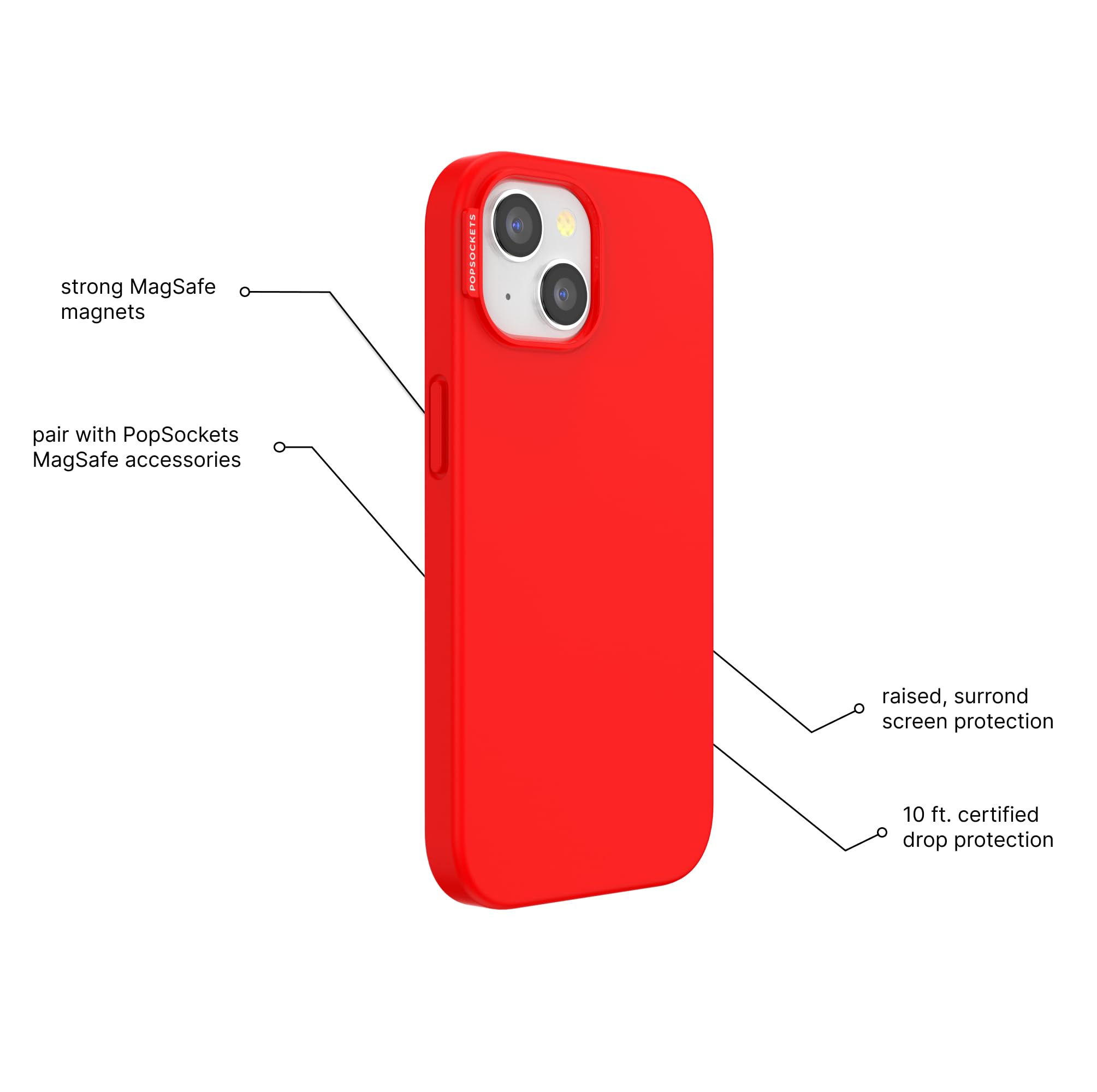 PopSockets IPhone 16 Pro Max Case Compatible With MagSafe, Phone Case For IPhone 16 Pro Max, Wireless Charging Compatible, Case Only - Rosso