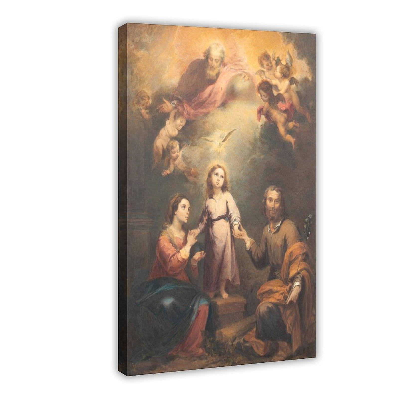 WCYB The Holy Trinity by Bartolome Esteban Murillo Posters Prints Canvas Deco Paintings Wall Art Hangable Frame 12" L X 18" W
