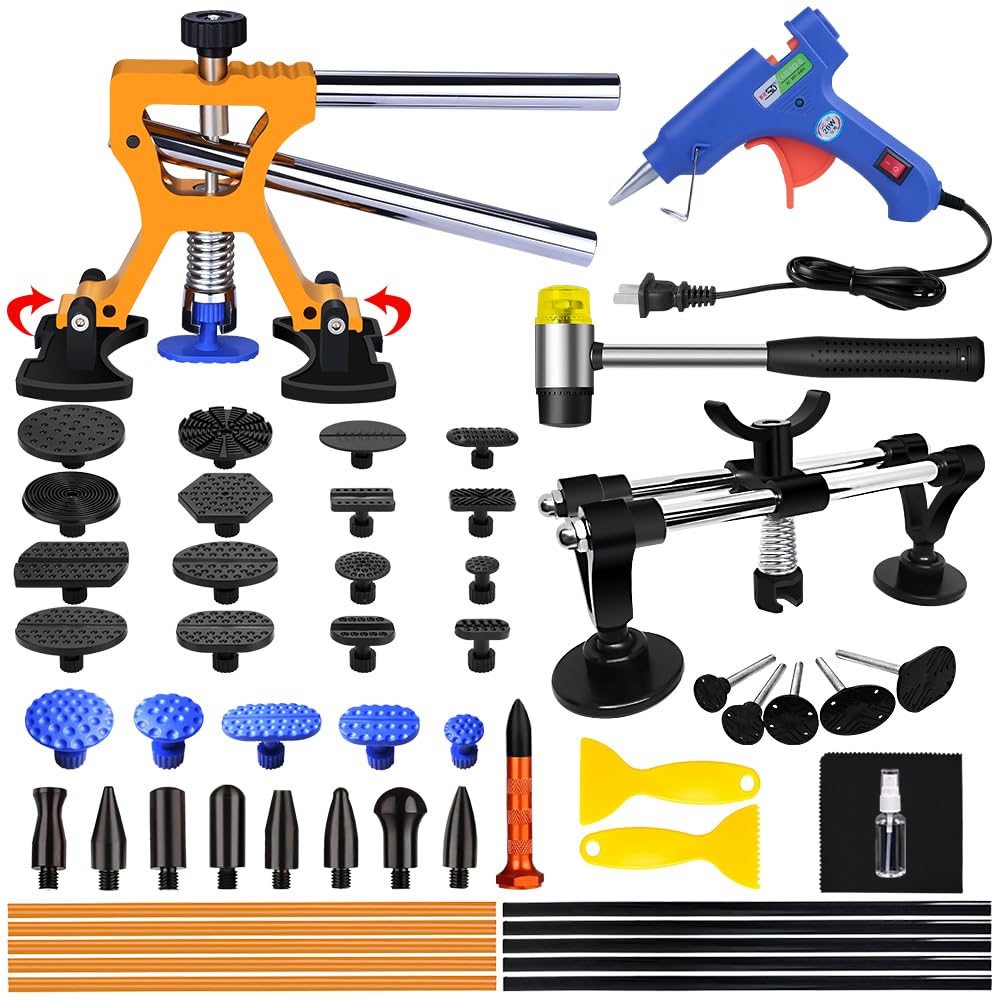 ManelordCar Dent Puller - Auto Body Dent Removal, 52 PCS Paintless Dent Repair Kit with Double Pole Bridge Dent Puller for Car Dent Repair and Metal Surface Dent Removal