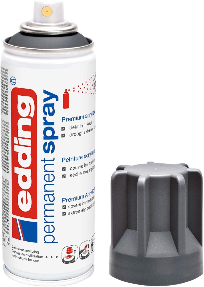 edding 5200 Permanent Spray Anthracite Matt 200 ml Acrylic Paint for Glass Metal Wood Ceramic Plastic Canvas
