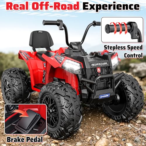 Image of ANPABO 24V XXXL Kids ATV 4 Wheeler Ages 5-14, 4WD & 800W, 200 Lbs, Red