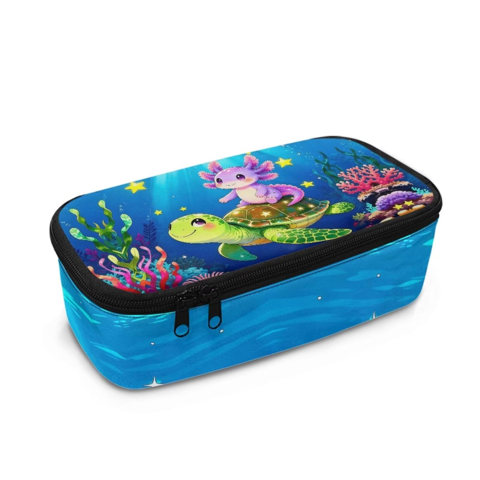 Dngkaoje Kids Pencil Case Little Girls Cute Axolotl Sea Turtle Pencil Box — image 1