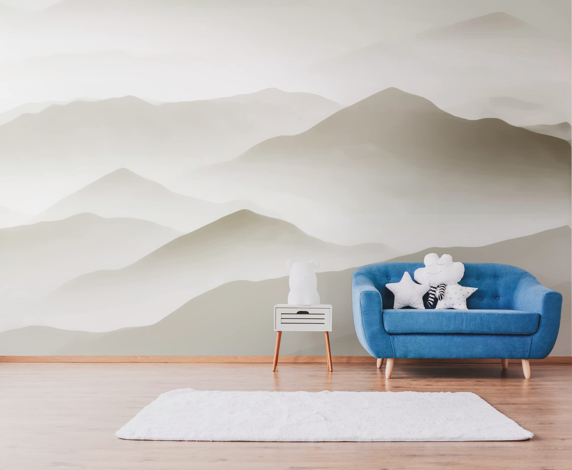 A.S. Création Livingwalls Fototapete Berge Kinderzimmer Beige Weiß 383081 The Wall 3,71 m x 2,80 m Kinderzimmer Babyzimmer Jungen Mädchen