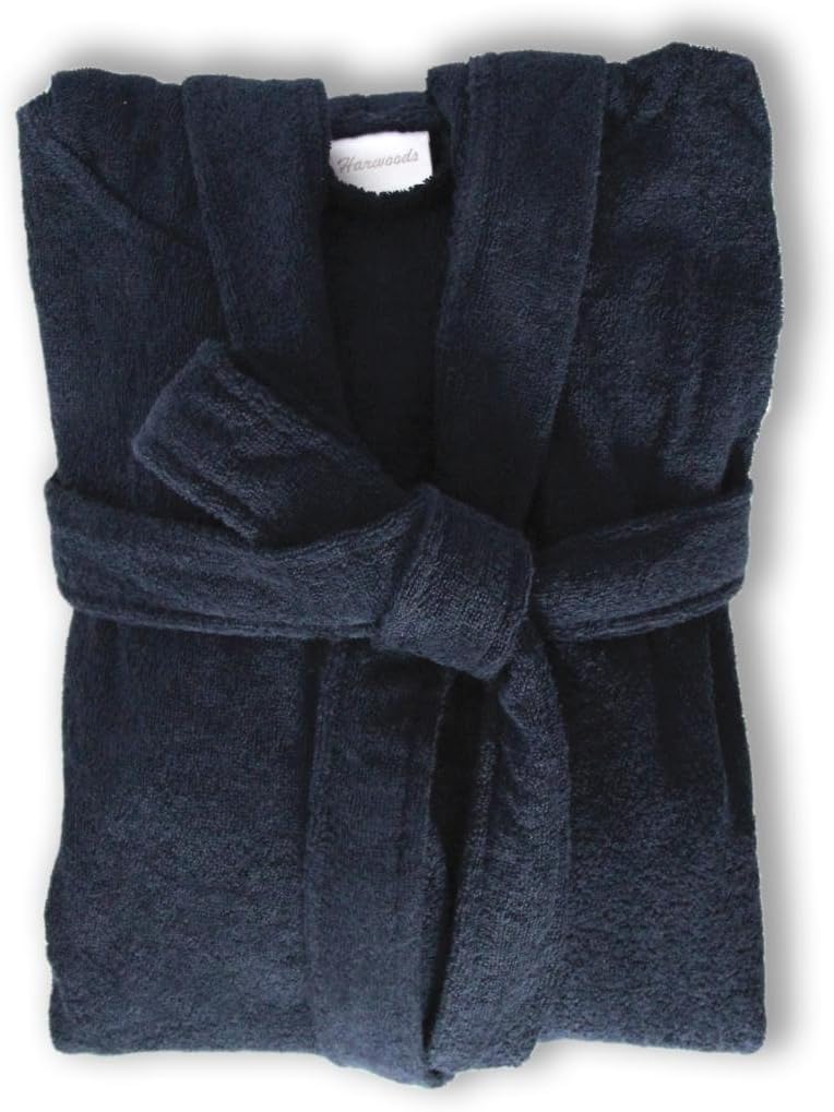 HOMESCAPES XXL Hooded Cotton Bathrobe Royal Blue, Men's Hooded Bathrobe ...