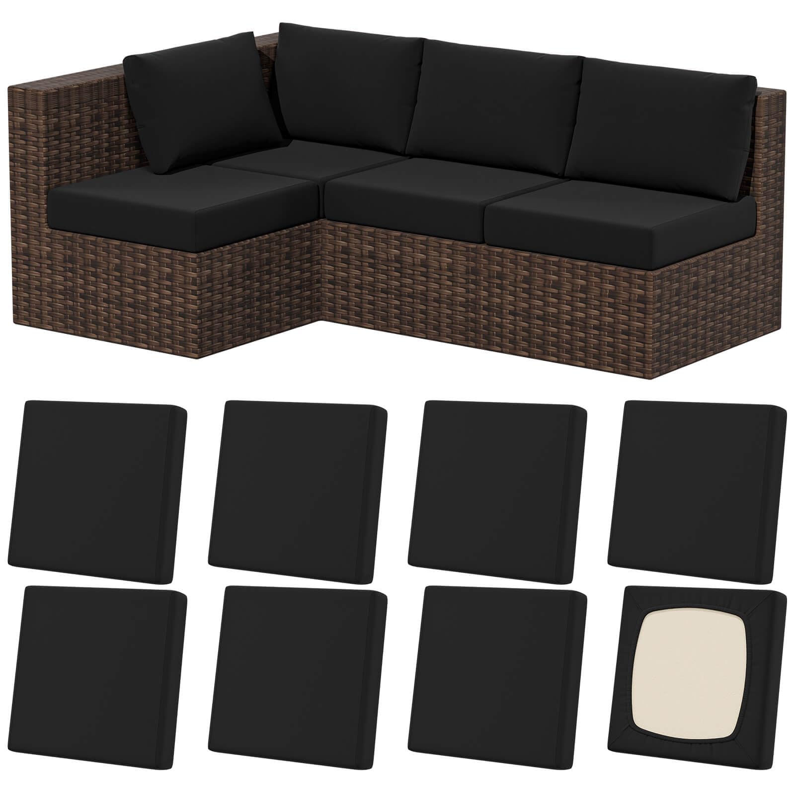 Photo 1 of ***FADED COLOR*** Vorshape 8Pcs Stretch Patio Cushion Covers, Outdoor Couch & Sofa Replacement Slipcovers for Patio Furniture Cushion Covers, Washable Reusable Furniture Protector