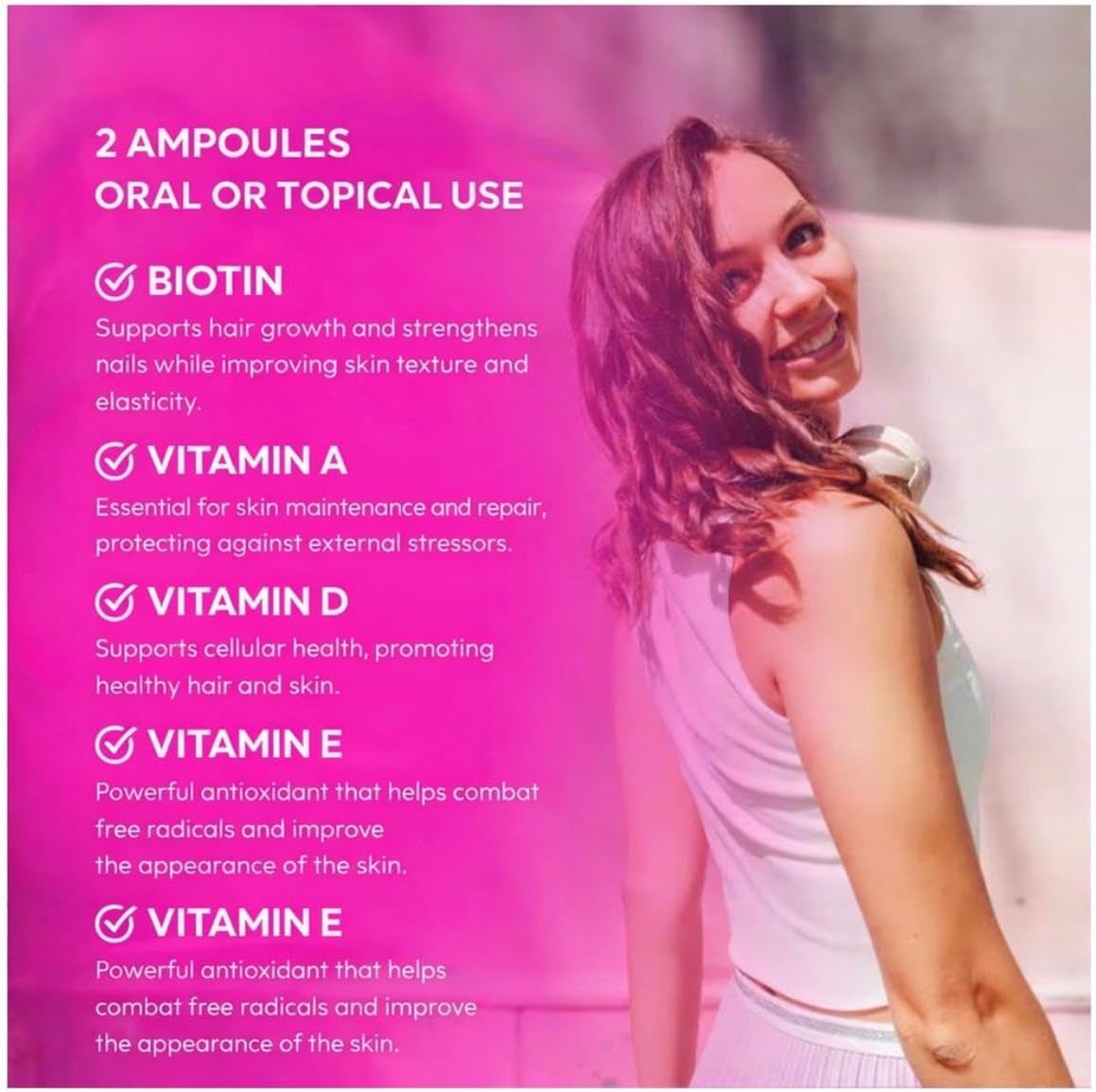 Adeforte Turbo Ampoule Biotin Supplement for Hair, Skin and Nails | Sugar Free, Gluten Free, Non-GMO