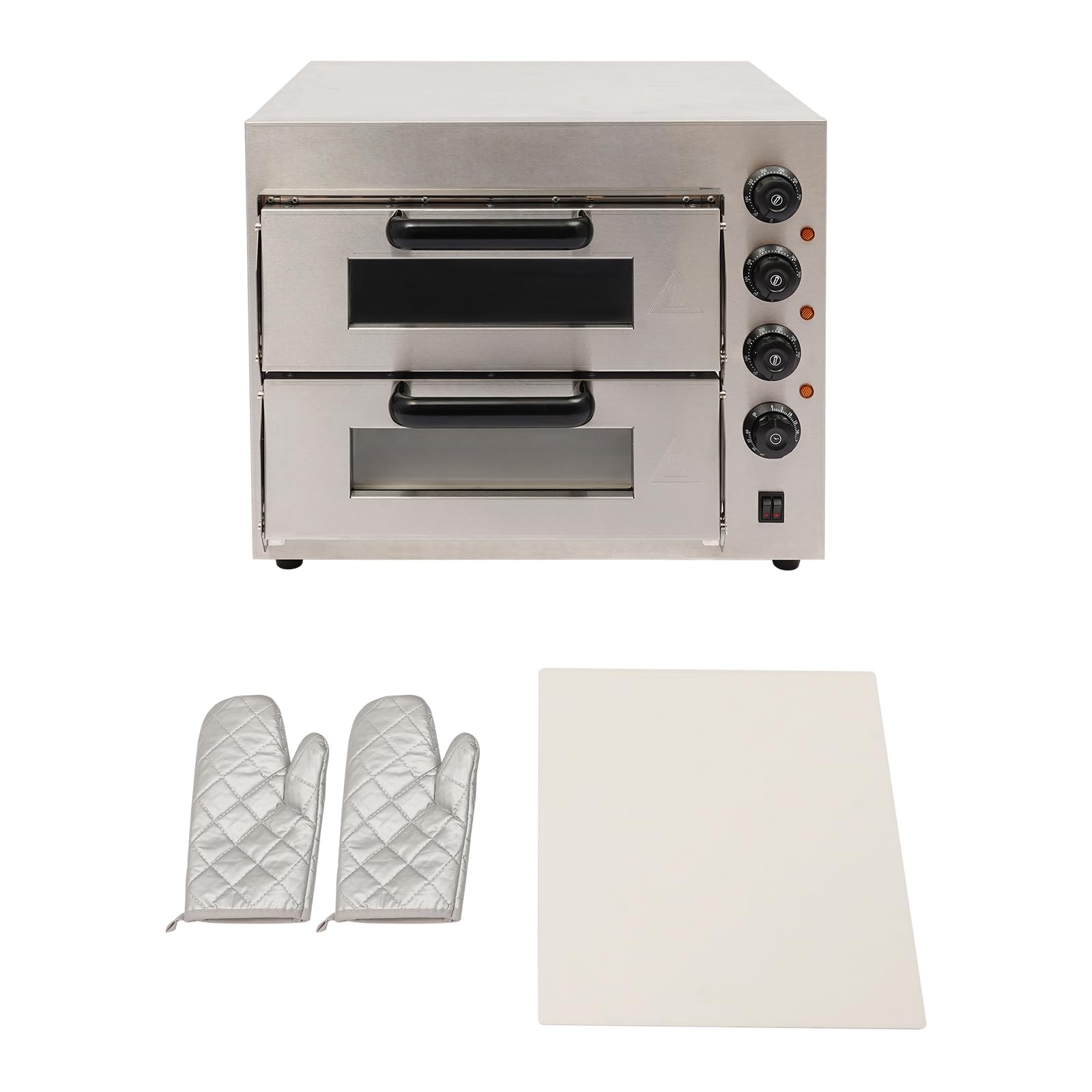 Forno elettrico a doppio piano, 3000 W, 50-350 °C, regolazione precisa della temperatura, funzione timer da 1 a 60 minuti, 20 l, in acciaio inox 201, con finestra resistente al calore, per ristoranti