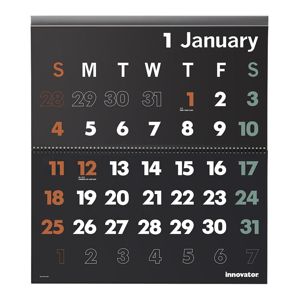 Amazon | イノベーター 2026年 カレンダー 壁掛け L 黒 31397006
