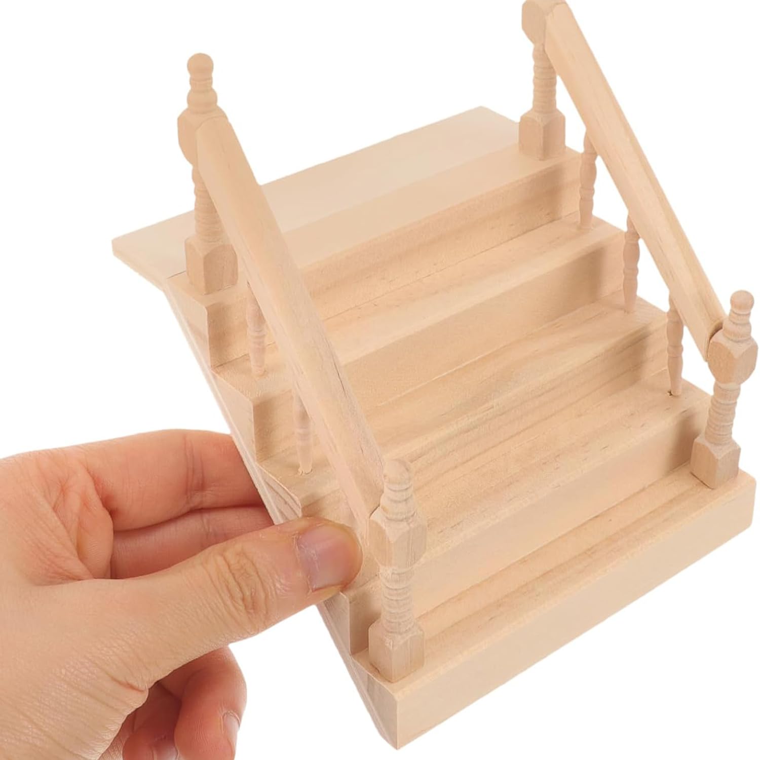 Housoutil Scala A Chiocciola In Miniatura Per Casa Delle Bambole - Scala 1:12, Corrimano In Legno Non Verniciato, Per Micro Paesaggi E Giardini Fatati