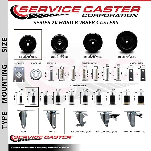 Miniatura 3 de Juego de 4 ruedas giratorias de goma dura con vástago expansible con ruedas negras de 3 x 1.25 pulgadas y vástagos de 78 pulgadas, incluye 4