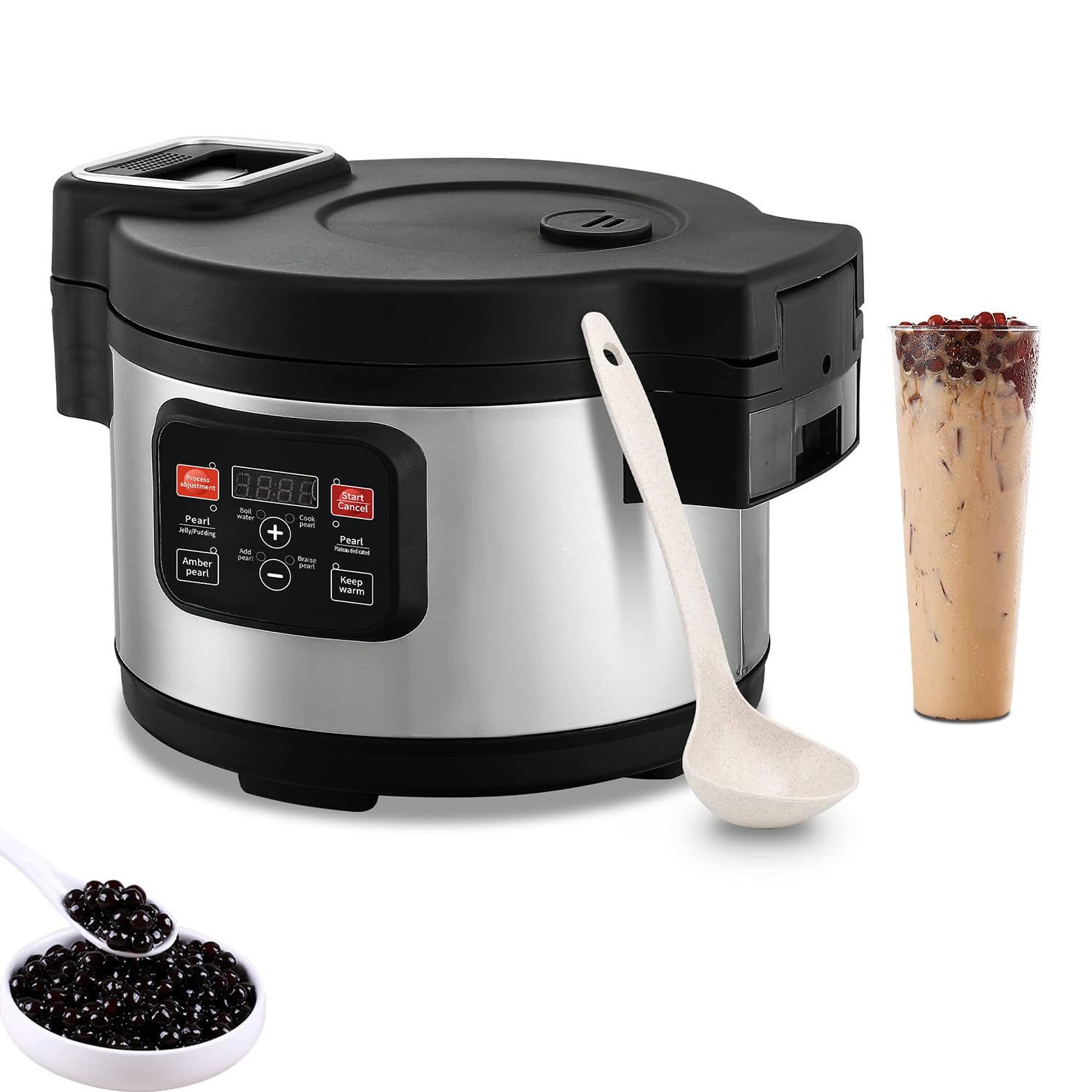 AYCDL Fully Automatic Pearl Pot, 5L/9L/12L/16L Commercial Milk Tea Pearl Maker, Tapioca Pearl Pot Cooker with Smart Control Panel,12l,12l