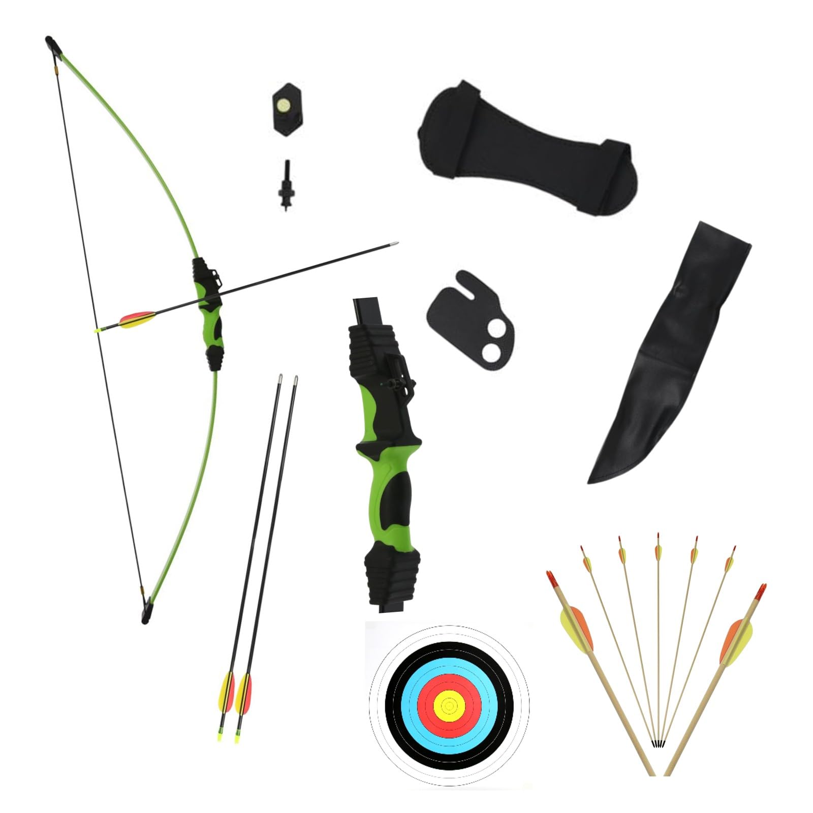 Set - Ideal für Junge Bogenschützen - Recurvebogen 18 lbs ab 8J. inkl. Zubehör für spannende Bogenschießabenteuer, beidhändig
