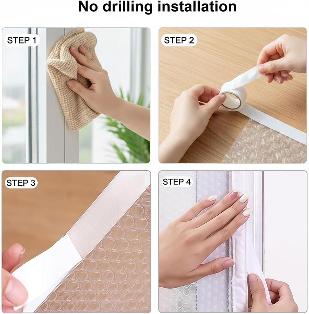 Large Window Insulation Kit, Weatherproofing Windows Cover for Winter, Translucent Insulated Windows Film, Insulating Shrink Film, Window Winterizing Kit for Winter(White,W67inxH114in)