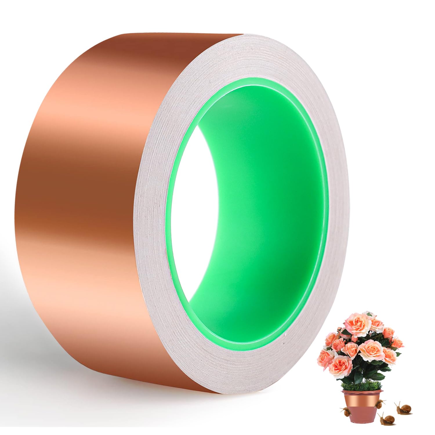 Nepfaivy ochrona przed ślimakami taśma miedziana przeciw ślimakom samoprzylepna 50mm × 20m ochrona przed ślimakami taśma miedziana podwyższone rabaty ogrody balkony do ochrony roślin (30mm)