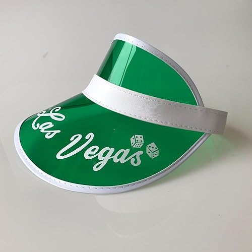 Miniatura 2 de Yuanhe Sombrero de viseras de póquer verde Paquete de 5 sombreros de disfraz de Las Vegas, decoración de fiesta temática de casino, ideal para