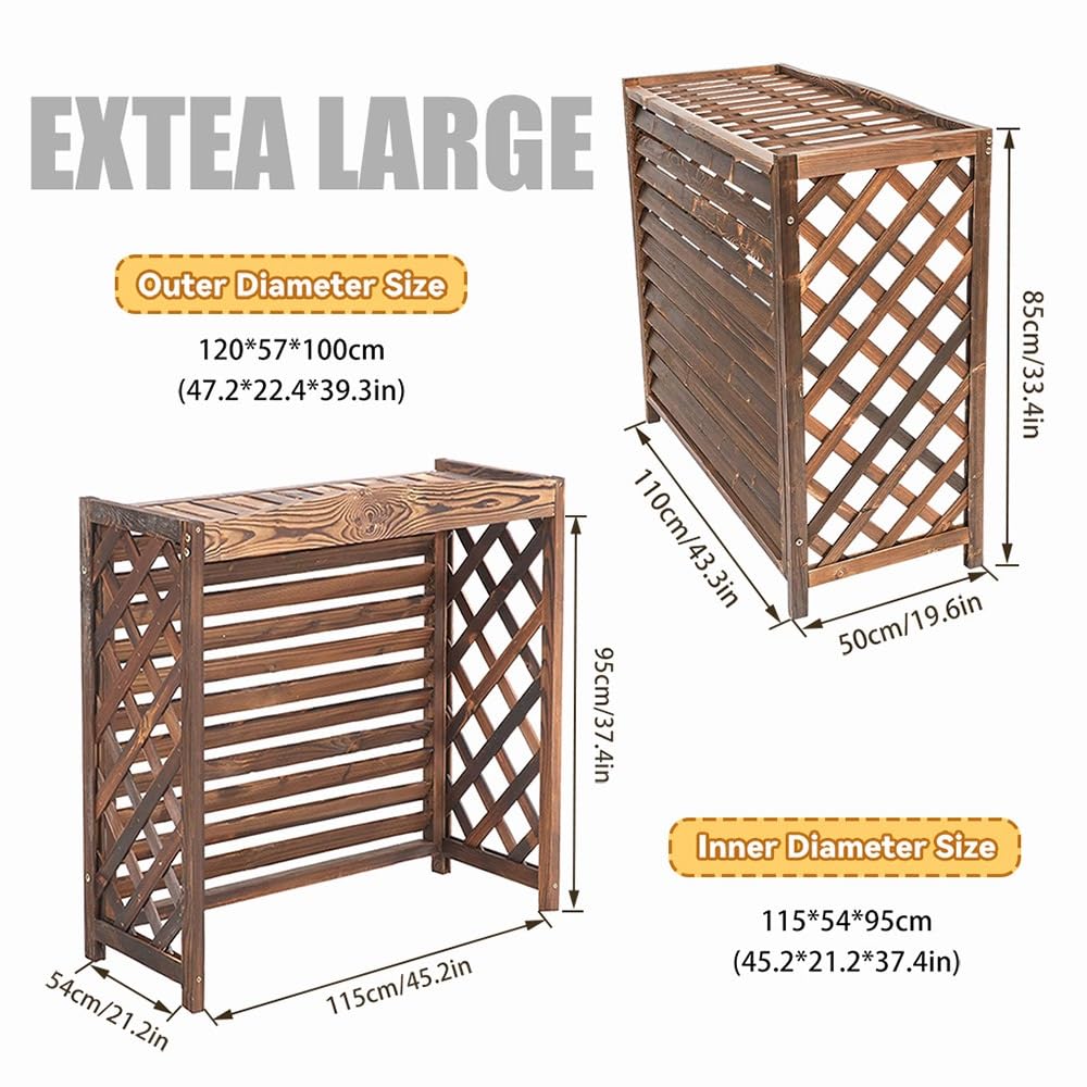 Vallas De Madera Protector Aire Acondicionado Exterior Cubre Funda Impermeable Y Resistente Al Sol Para Unidades(XL)