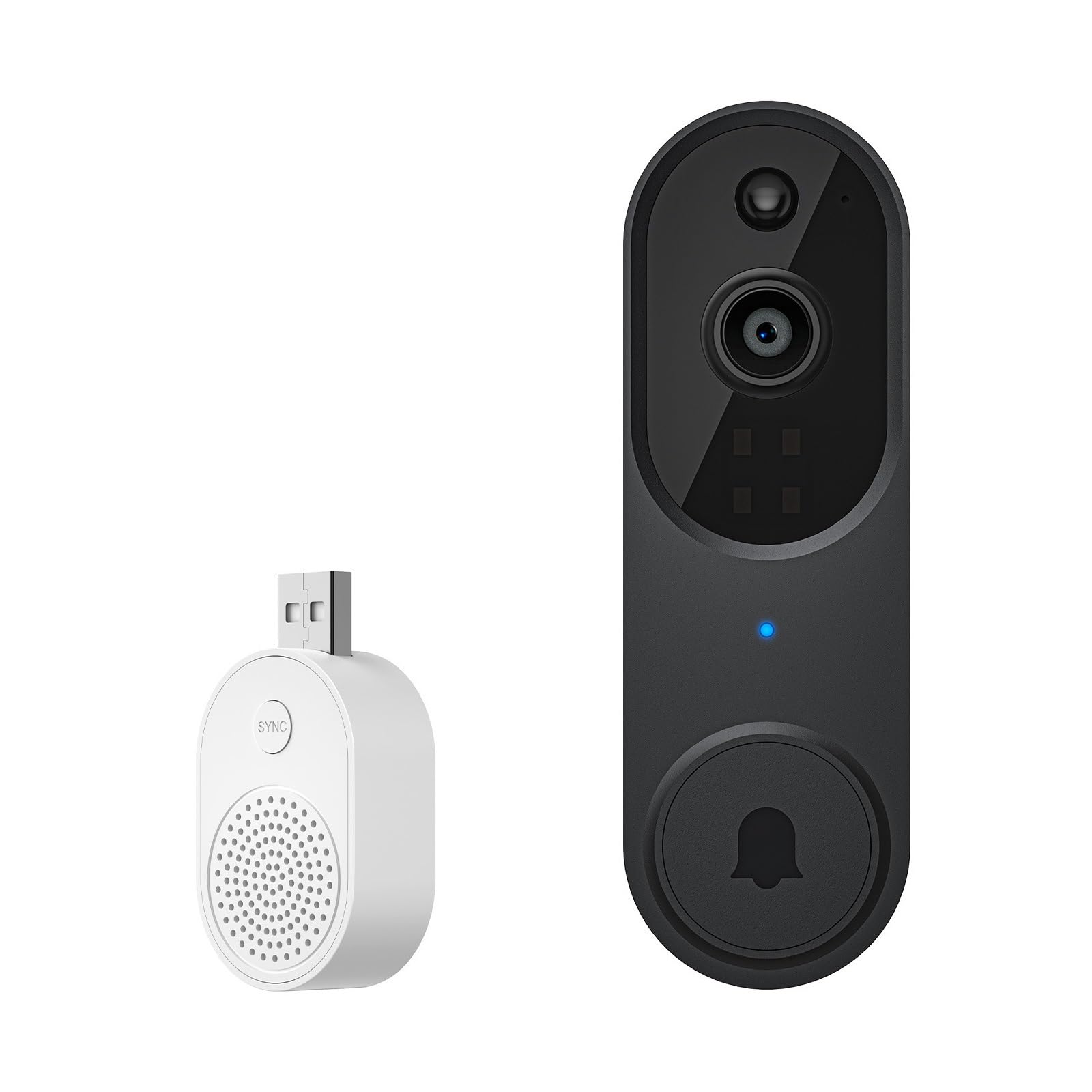 Video Doorbell Videocitofono intellinte wireless AI con monitoraggio remoto in tempo reale, visione notturna HD, audio bidirezionale e funzione snapshot ,Rilevamento del Movimento Umano(M50Black)