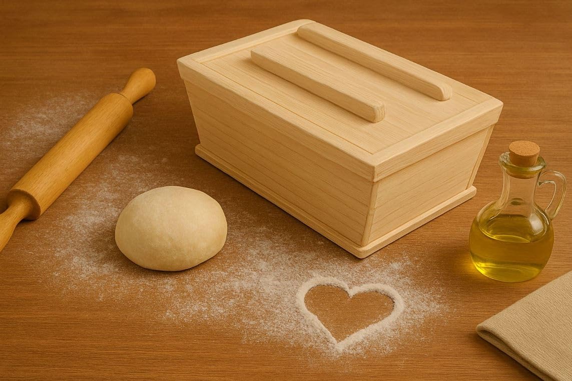 Madia Maddia maidda siciliana in legno lamellare 50x40x20 per impasto manuale pizza napoletana contenitore cassetta cassa vaschetta porta impasto lievitazione vasca con coperchio asse pasta
